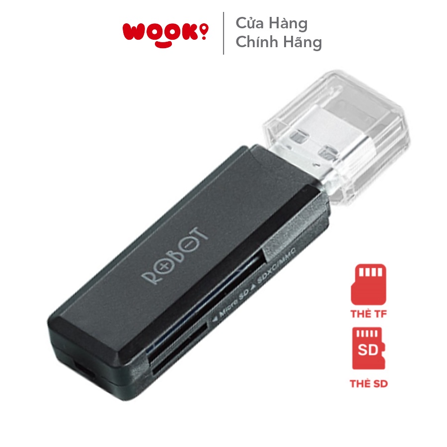 Thiết Bị Đọc Thẻ Nhớ ROBOT CR102 USB 3.0 Khe Cắm Thẻ Nhớ SD Micro SD Hàng Chính Hãng Bảo Hành 12 Tháng 1 Đổi 1