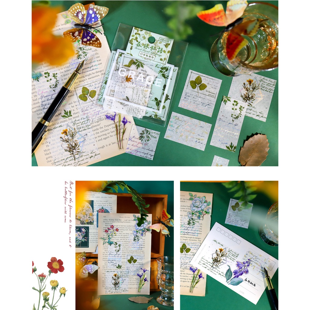 Sticker Fuyu X9959 trang trí Scrapbook, sổ tay, vở  (set 40 stickers) - [ 095 ]