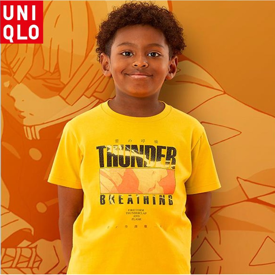 Uniqlo Áo Thun Trắng In Họa Tiết Truyện Tranh Demon Slayer Series 1 Cho Bé