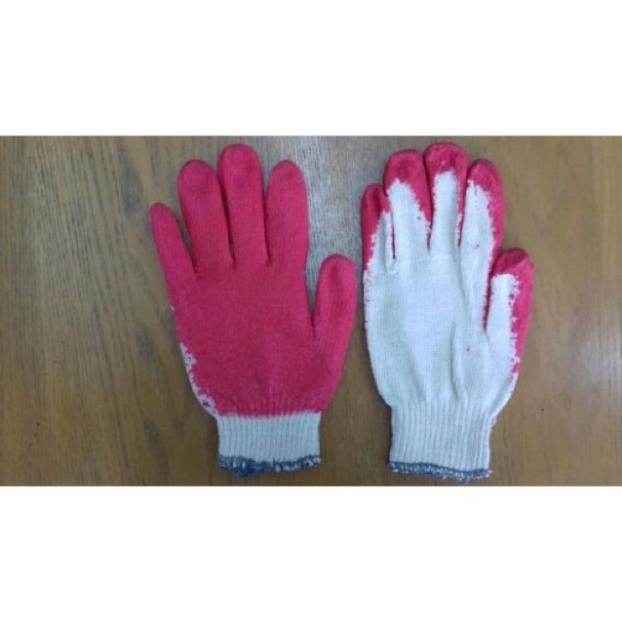 Găng tay sợi phủ cao su đỏ  - loại 1 phủ sơn dày-Giadung24h