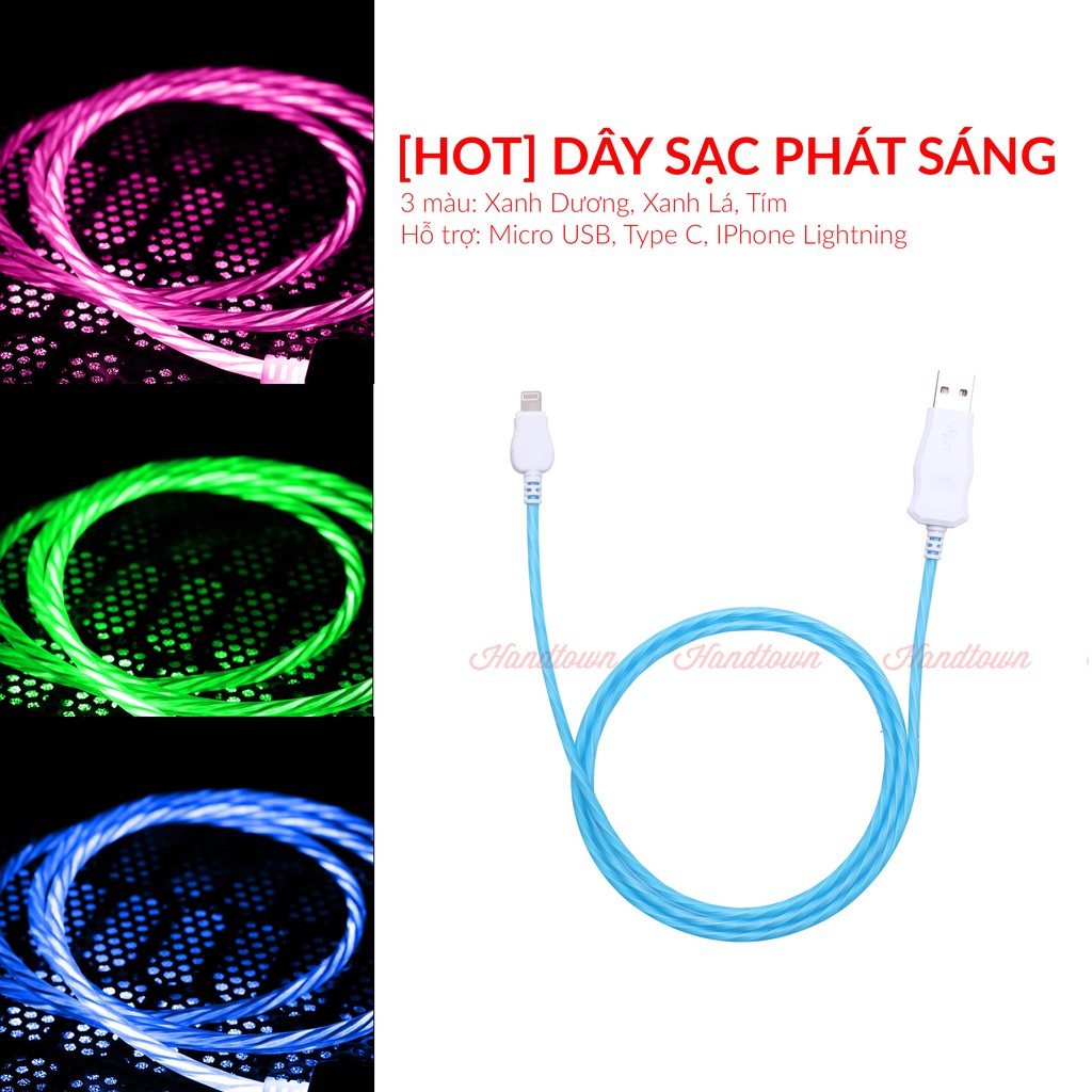 Dây Cáp Sạc Phát Sáng LED Cho Điện Thoại