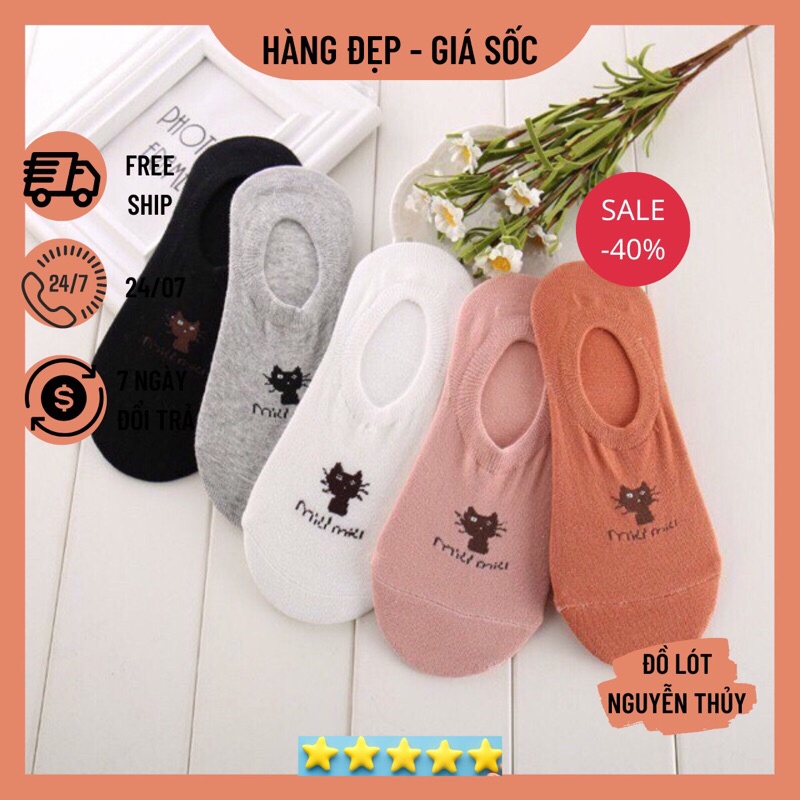 Set 5 Đôi Tất Hài Mèo Siêu Yêu Cho Bạn Gái