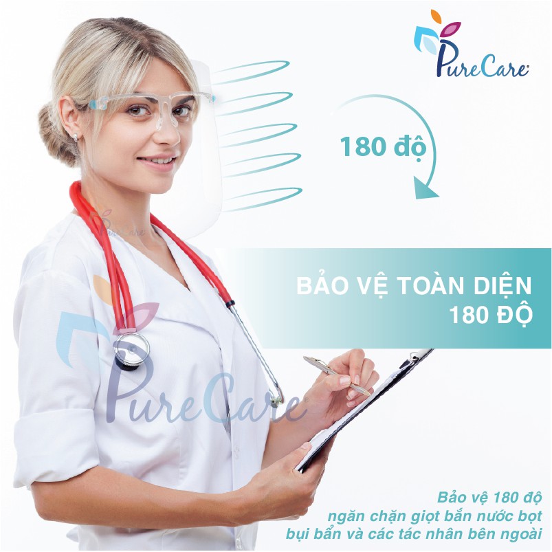 Mặt nạ Kính bảo hộ Purecare chống giọt bắn, chống bụi bẩn nắng nóng dầu nóng khi nấu ăn