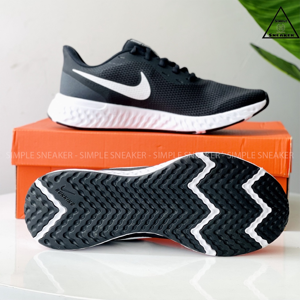 Giày Chạy Bộ Nike Revolution Chính Hãng 🔴SIMPLE SNEAKER🔴 Nike Revolution 5 Core Black Womens Running Auth