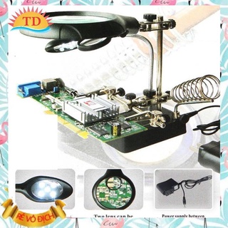 Kính Lúp Kẹp Hàn Soi Mạch Main Điện Tử Điện Thoại - Giá Kẹp Hàn Mạch Có Kính Lúp Đèn 5 Led 2 trong 1