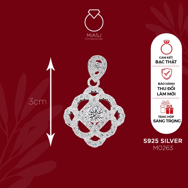 Mặt dây chuyền nữ Bạc Ý S925 MiASJ đính đá Cz nhiều kiểu dáng kích thước da dạng M5
