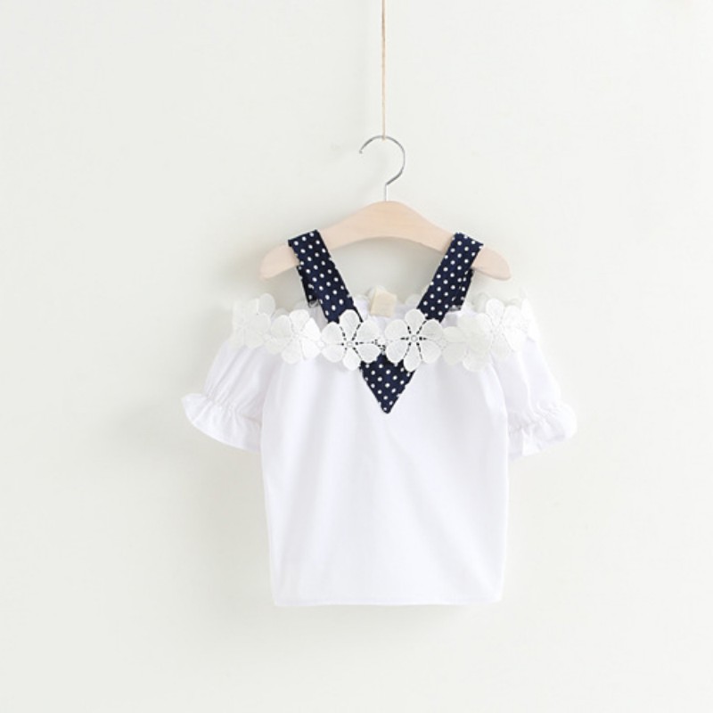 Set áo tay lỡ đính hoa kèm quần ngắn xinh xắn thời trang cho bé gái