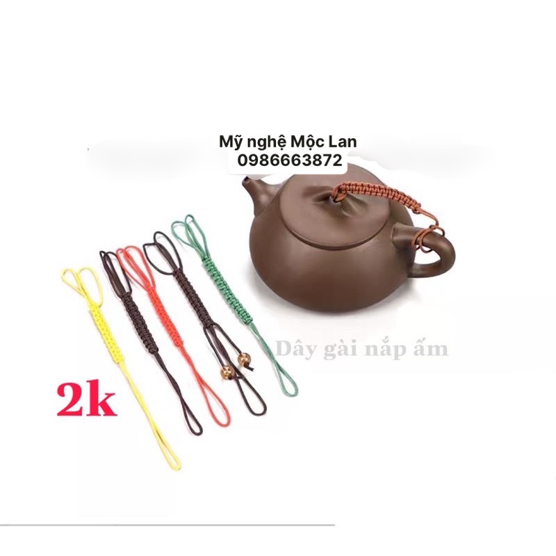 Dây gaì nắp ấm, dây tết thủ công kết hợp hạt chu sa đẹp