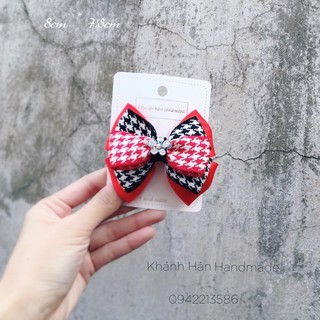 Kẹp tóc hoạ tiết ziczac gắn center đá size 8cm cho bé gái ( ảnh thật )