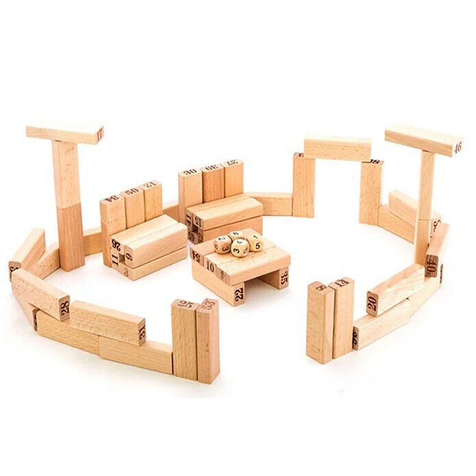 Bộ Đồ Chơi Rút Gỗ Màu LOẠI LỚN 48 Thanh Gỗ 1 Viên Xí Ngầu -Trò Chơi Rút Gỗ WOOD TOYS Hàng Cao Cấp