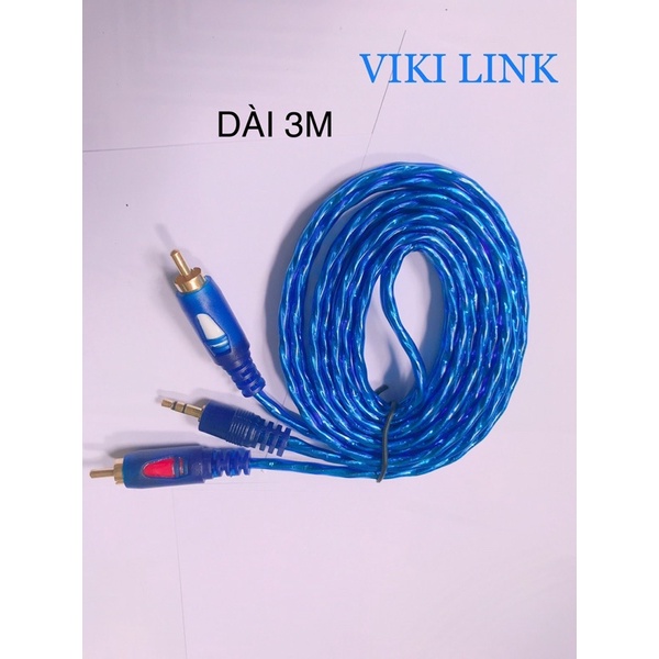 Dây Loa Âm Thanh 1 Ra 2 Đầu Jack 3.5mm Dài 1.5M 3M 5M 10M Màu Xanh Chất Lượng Cao