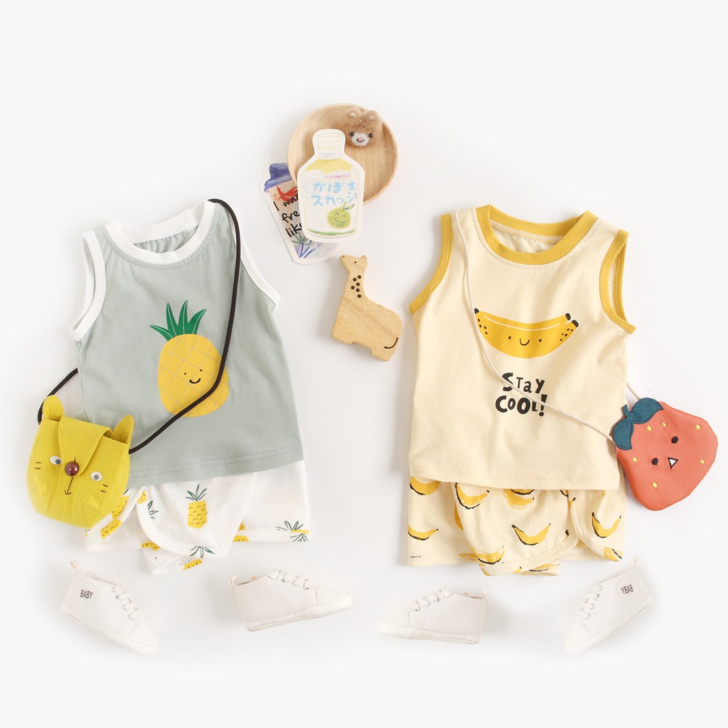 Sanlutoz Set Đồ Mùa Hè 2 Món Gồm Áo Cotton + Quần Ngắn Thời Trang Cho Bé