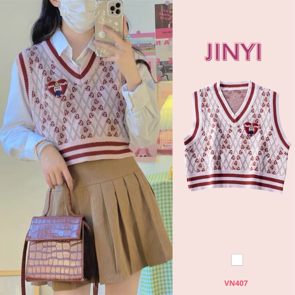 VN407 Áo gile học sinh croptop Hàn Quốc
