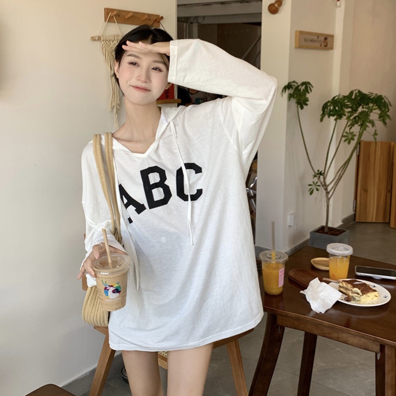 Áo Thun Mỏng Tay Dài Có Mũ Trùm Đầu Chống Nắng Phong Cách Hàn Quốc Thời Trang Mùa Hè Mới 2022