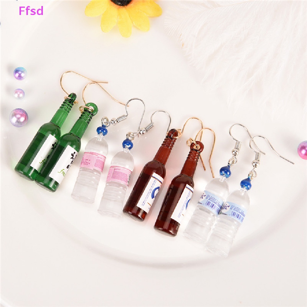 {Ffsd} Khuyên Tai Dáng Dài Mặt Hình Chai Nước Khoáng Sáng Tạo