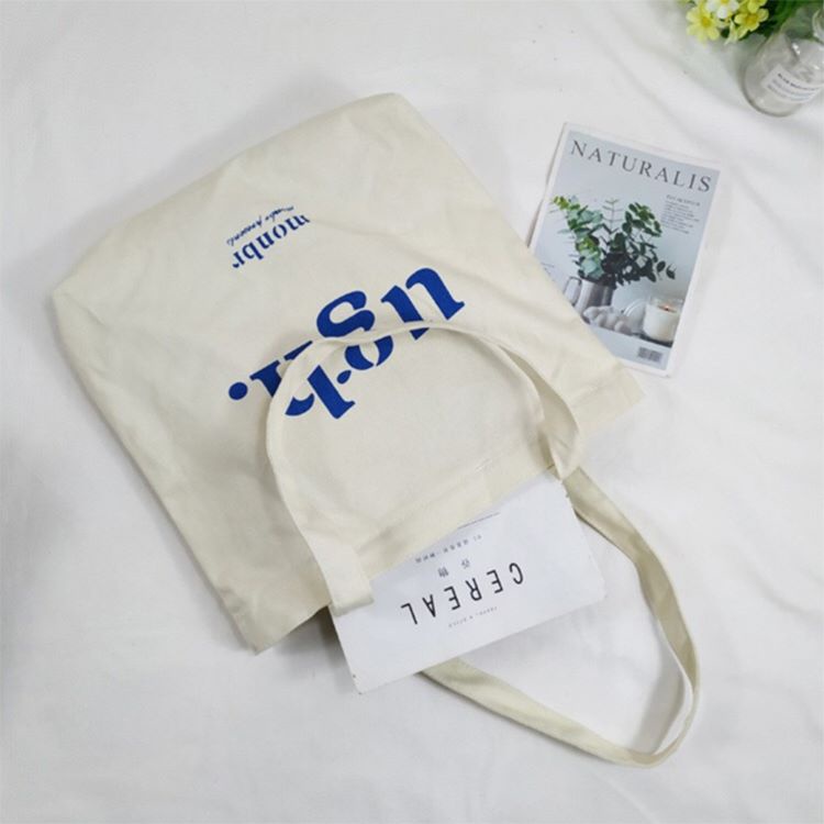 Túi tote vải canvas đựng đồ in chữ UGH size A4 có khóa miệng hàn quốc cao cấp ZIMI