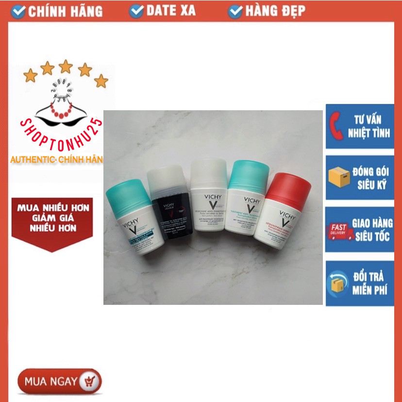 Lăn nách Vichy 48H Chính hãng Pháp lăn khử mùi Vichy nam nữ