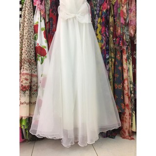 Đầm nơ lệch vai trắng