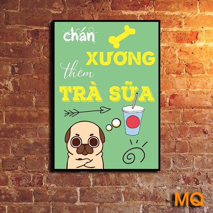 Tranh Treo Tường Trang Trí Quán Trà Sữa Trà Chanh Cà Phê Siêu Đẹp - Tranh Đóng Khung Đầy Đủ