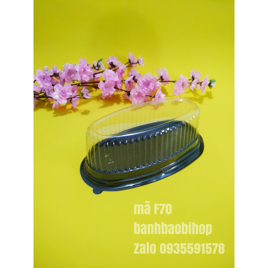 Hộp nhựa oval đen đế cao/ 50 cái