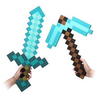 Minecraft My World Blue Diamond Sword Pickaxe Game Model Props EVA Foam Weapon Toy For Kids