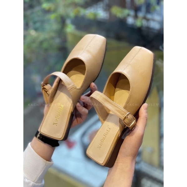 Giày Sục nữ mũi vuông quai khóa mẫu 6163-2 - kachihouse