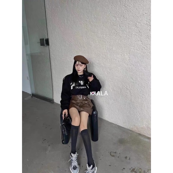 Chân Váy Da Kèm Đai Túi Hộp