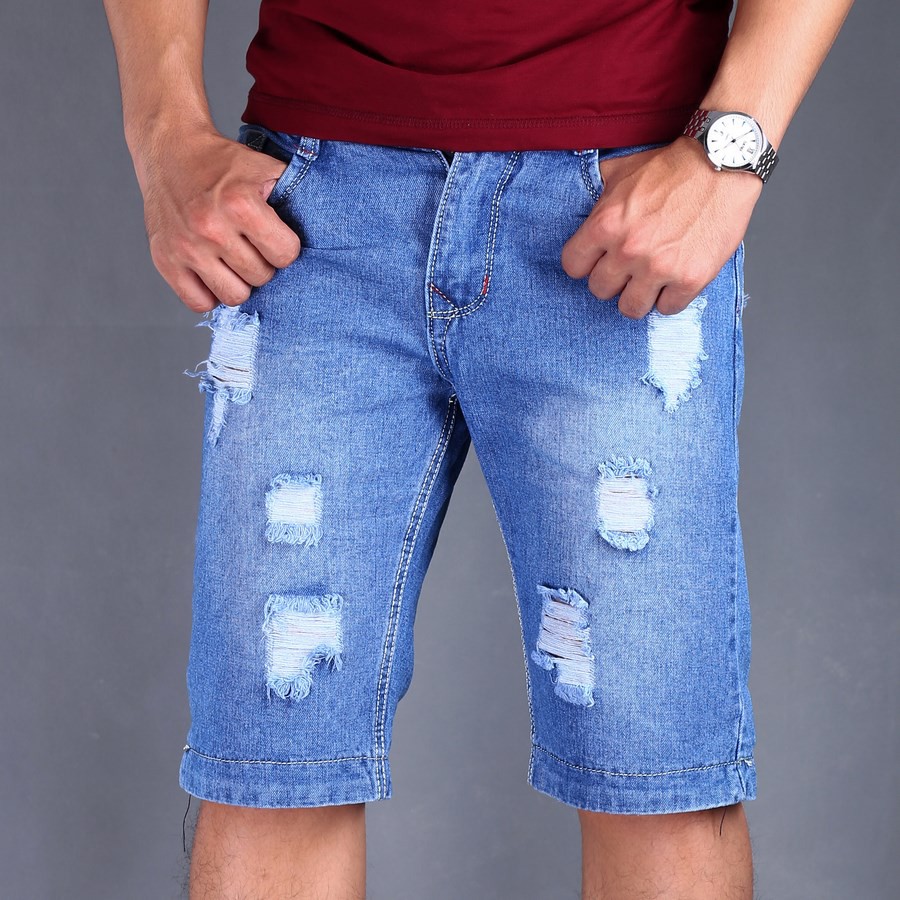 Quần short jean nam xanh rách phong cách TS33 Tronshop