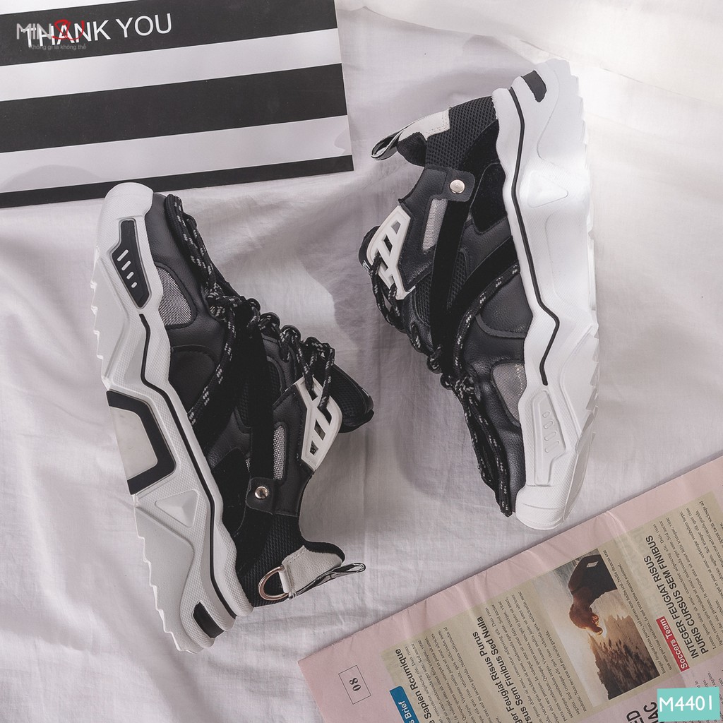 Giày Thể Thao Sneaker Cặp Đôi Nam Nữ Phản Quang MINSU M4401 Cool Ngầu Độn Đế Tăng Chiều Cao 5cm Kiểu Dáng Giày Hàn Quốc