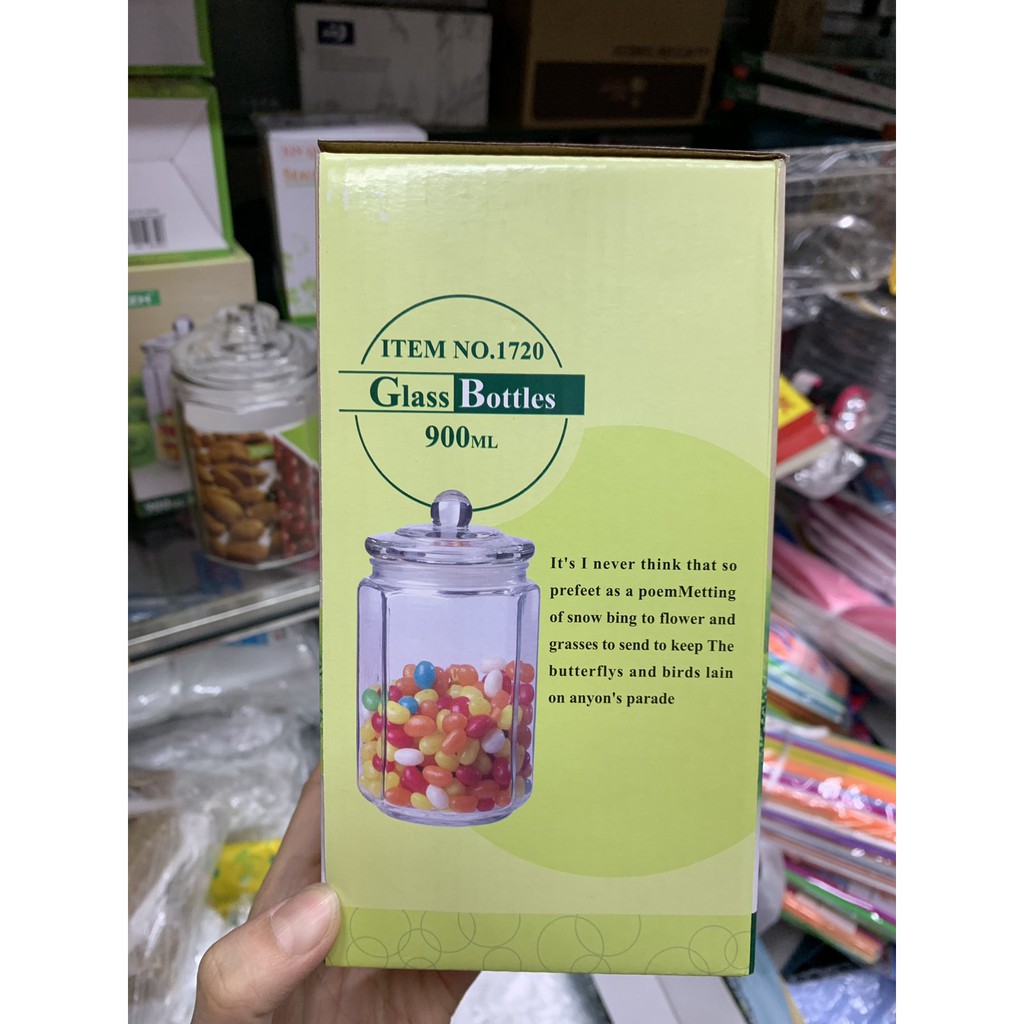 Lọ thủy tinh lục lăng 900ml #1720