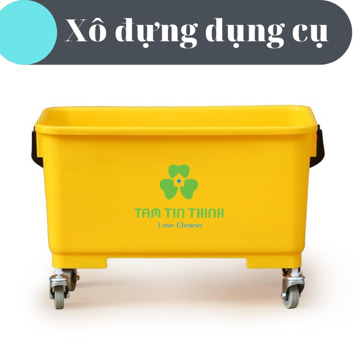 Xô lau kính vàng có bánh xe chắc chắc tiện dụng made in China