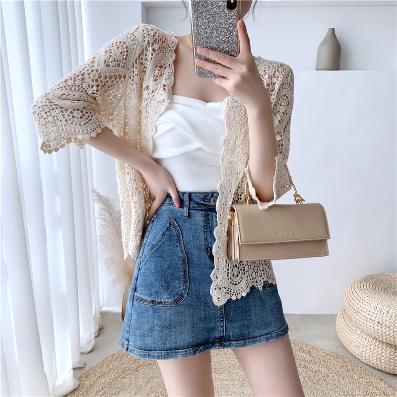 Áo khoác cardigan phối ren phong cách bohemian cho nữ