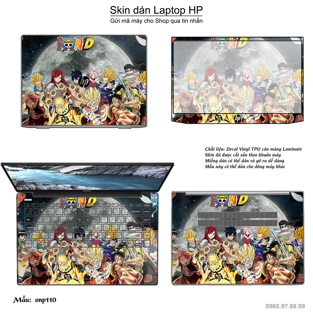 Skin dán Laptop HP in hình One Piece _nhiều mẫu 11 (inbox mã máy cho Shop)