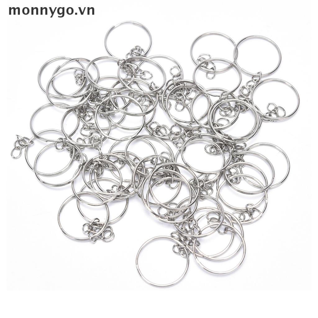 Bộ 150 vòng móc khóa có dây xích và khoen tròn hở và mắt vít hỗ trợ làm móc khóa thủ công DIY