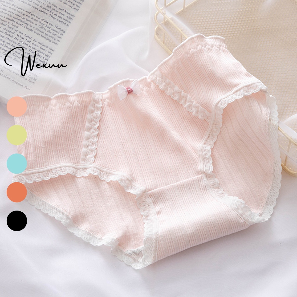 Quần lót Cotton họa tiết hoa nhí dễ thương, chất liệu kẻ gân tăm siêu co dãn thoáng khí - Wexuu Design QC95