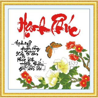 Tranh Thêu Chữ Thập Hạnh Ngộ Duyên Nồng Xây Tổ Ấm, Phúc Lành Tươi Thắm Giữ Bền Lâu 222249 (KHÁCH TỰ THÊU) KT:49X49CM