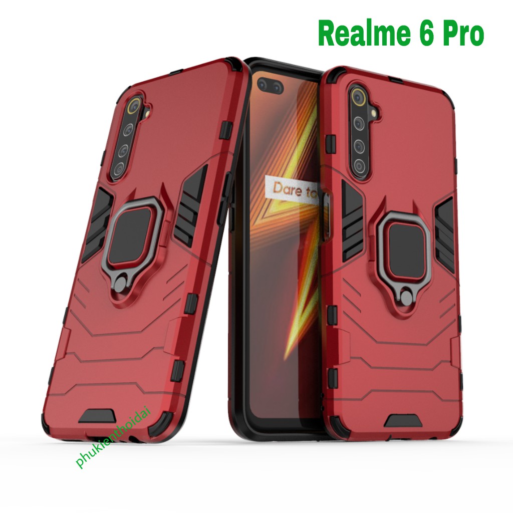 Ốp lưng Realme 6 Pro chống sốc Iron Man Iring cao cấp siêu bền giá đỡ mặt lưng