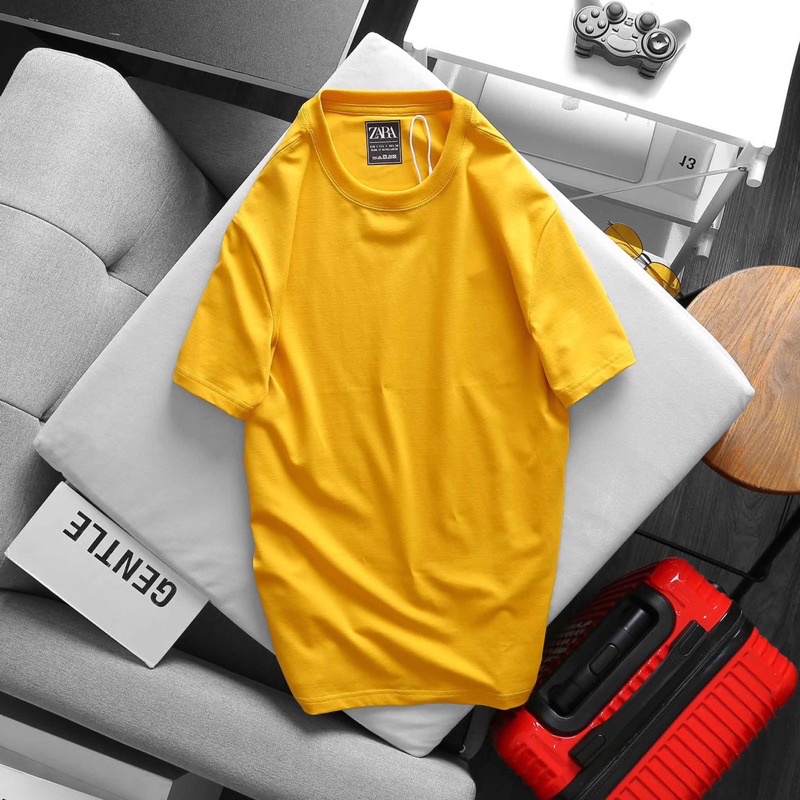 Áo thun nam không cổ ngắn tay nhiều màu trơn - thun cotton thấm hút tốt