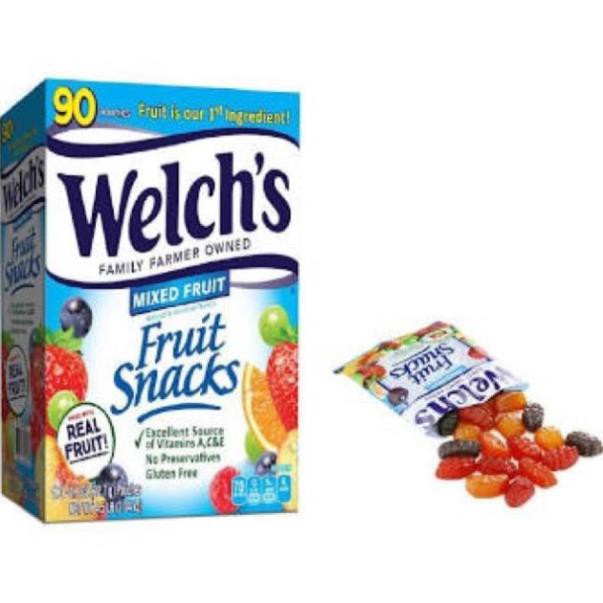 Date 2024 Thùng 90 túi Kẹo dẻo bổ sung vitamin  trái cây Welch's Fruit Snacks