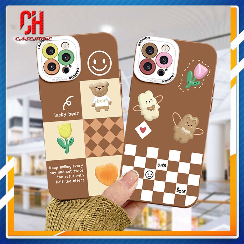 Ốp Điện Thoại Tpu Dẻo Cho IPhone 13 12 11 PRO MAX 6 7 6S 8 Plus X XR XS MAX Se 2020 6SPlus 7Plus 6Plus 8Plus XSMAX Chocolate Lucky Bear Heart flower Smiley Face Phone Case