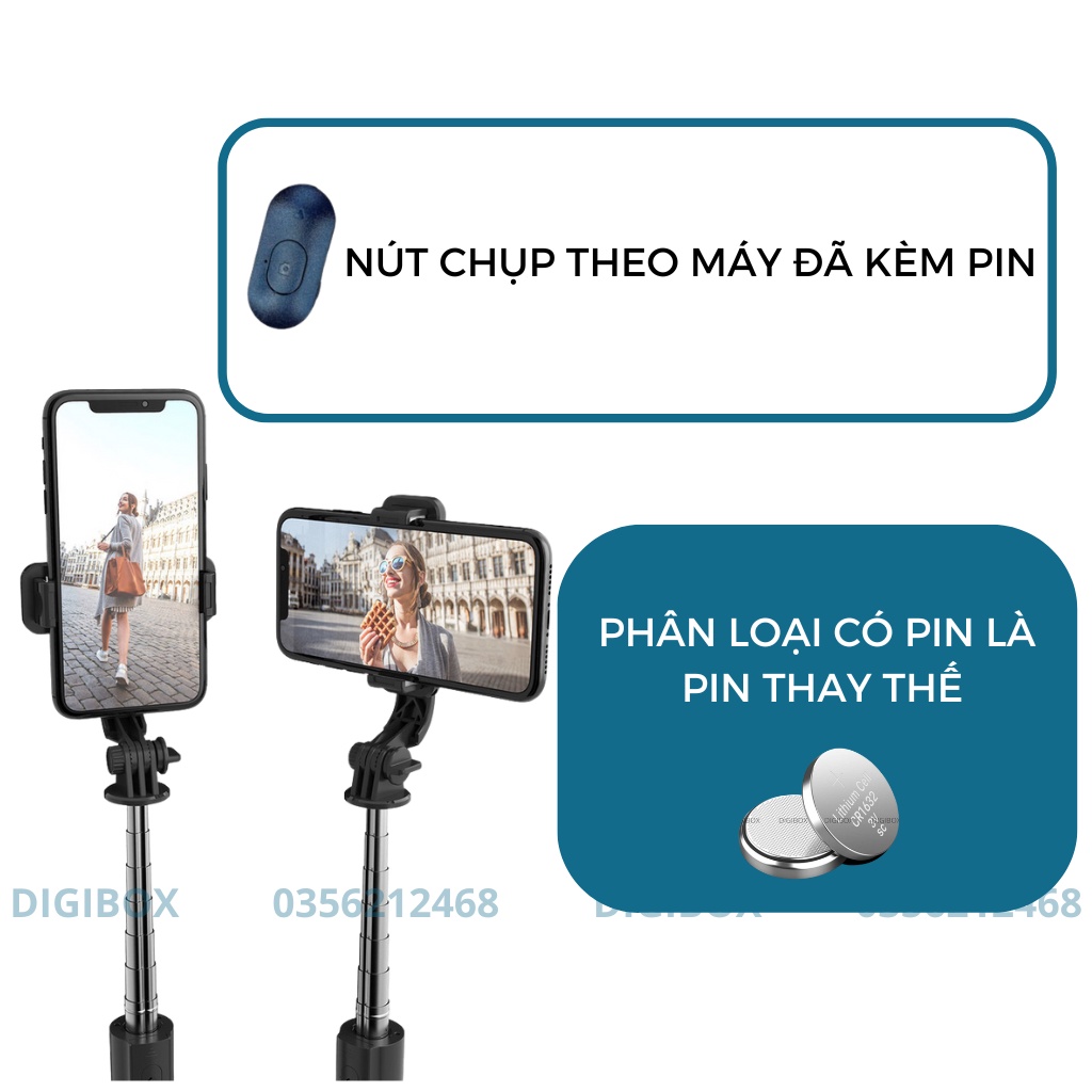 Gậy chụp ảnh 3 chân tự sướng chụp hình selfie kèm nút bluetooth kiêm tripod