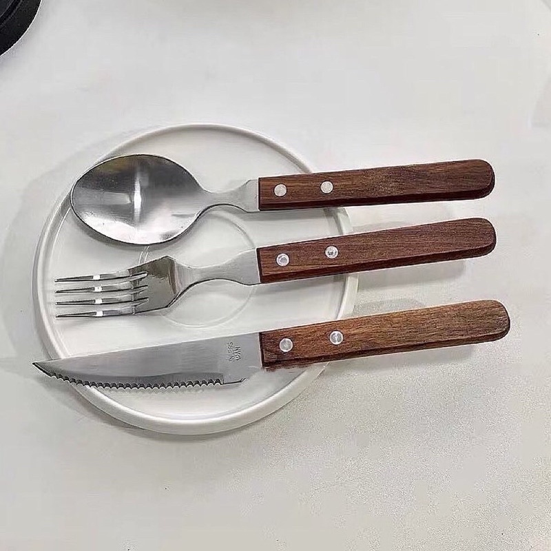 Sét dao/dĩa/thìa thép không gỉ, bộ dao dĩa ăn bít tết, dĩa steak cao cấp, BONMI decor Hàn Quốc