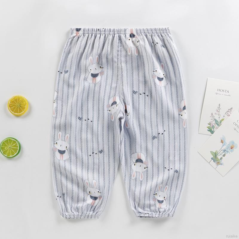 ruiaike  Summer Children Cartoon Anti-mosquito Pants Kids Breathable Air-conditioning Pants Elastic Long Trousers