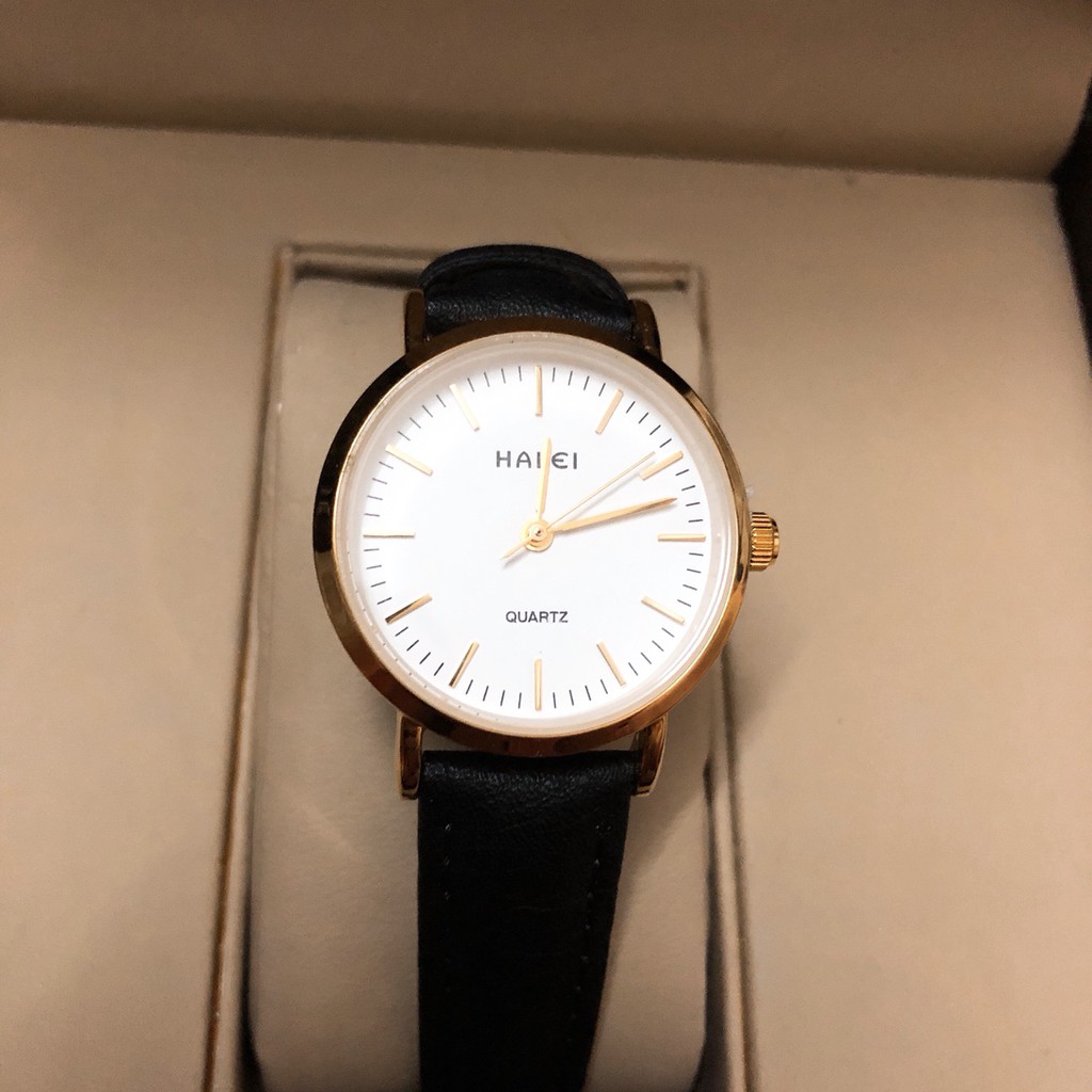 Cặp Đồng hồ nam nữ HALEI mặt tròn dây da thời thượng | BigBuy360 - bigbuy360.vn