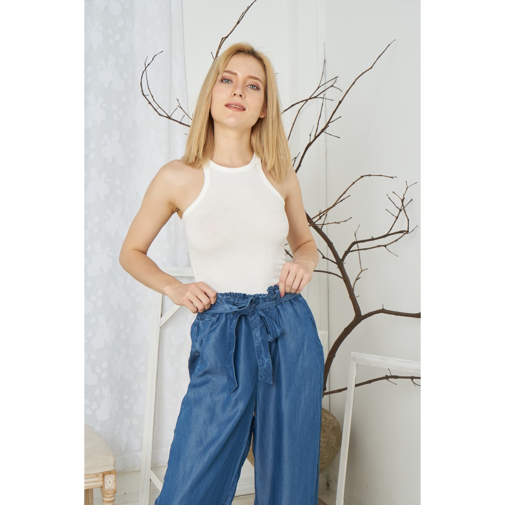 Quần ống rộng denim xuất khẩu có big size