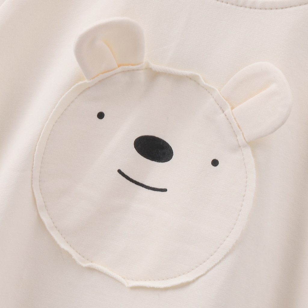 Bộ Áo Liền Quần Có Mũ Tai Gấu Dễ Thương Cho Bé