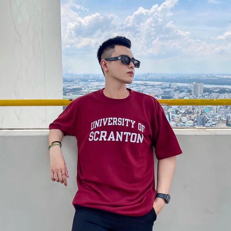 RYAN - Áo thun nam UNIVERSITY ngắn tay vải cotton cổ bo tròn thương hiệu RYAN form rộng phong cách Hàn Quốc