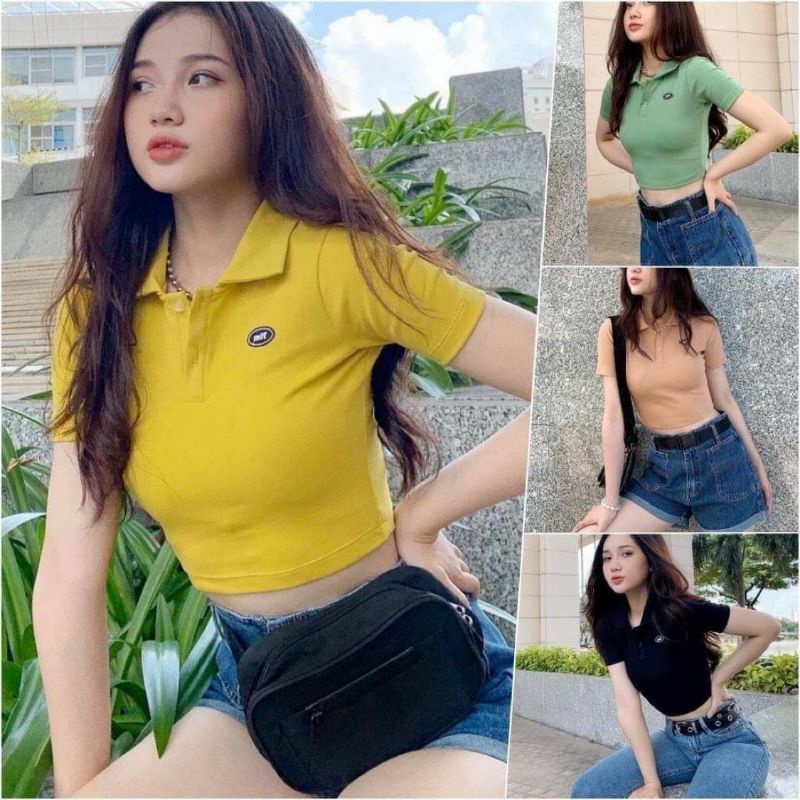 ÁO CROPTOP CHẤT COTTON MỀM MẠI TÔN DÁNG 5 MÀU XANH ĐEN VÀNG BE CỰC CHẤT