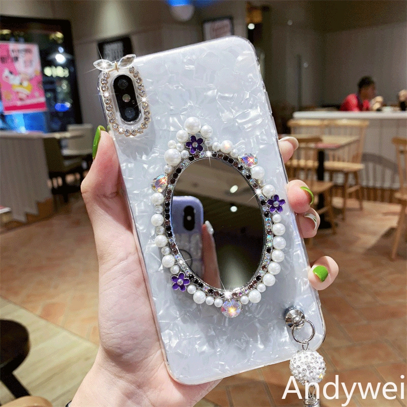 Case Iphone SE 6s 6plus 7 8plus XS XR XSmax 11 pro Max 3D Makeup Mirror Rhinestones Silicone Case