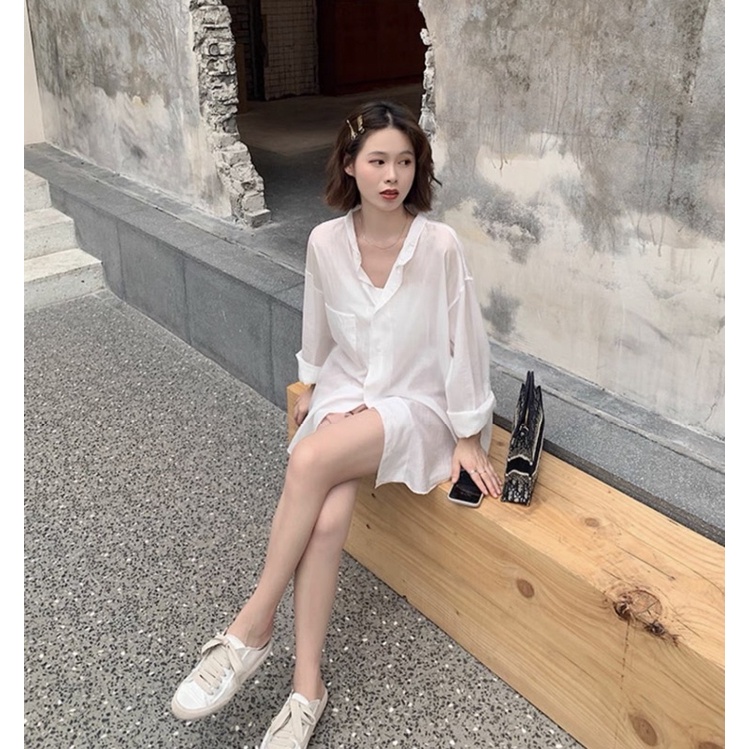 Sơ mi trong dài tay khoác ngoài